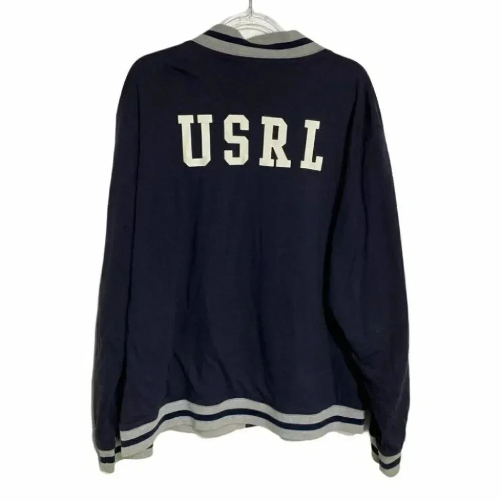 Polo Jeans‎ Co Ralph Lauren XL Navy Blue USRL Varsity Full Zip Bomber Jacket
